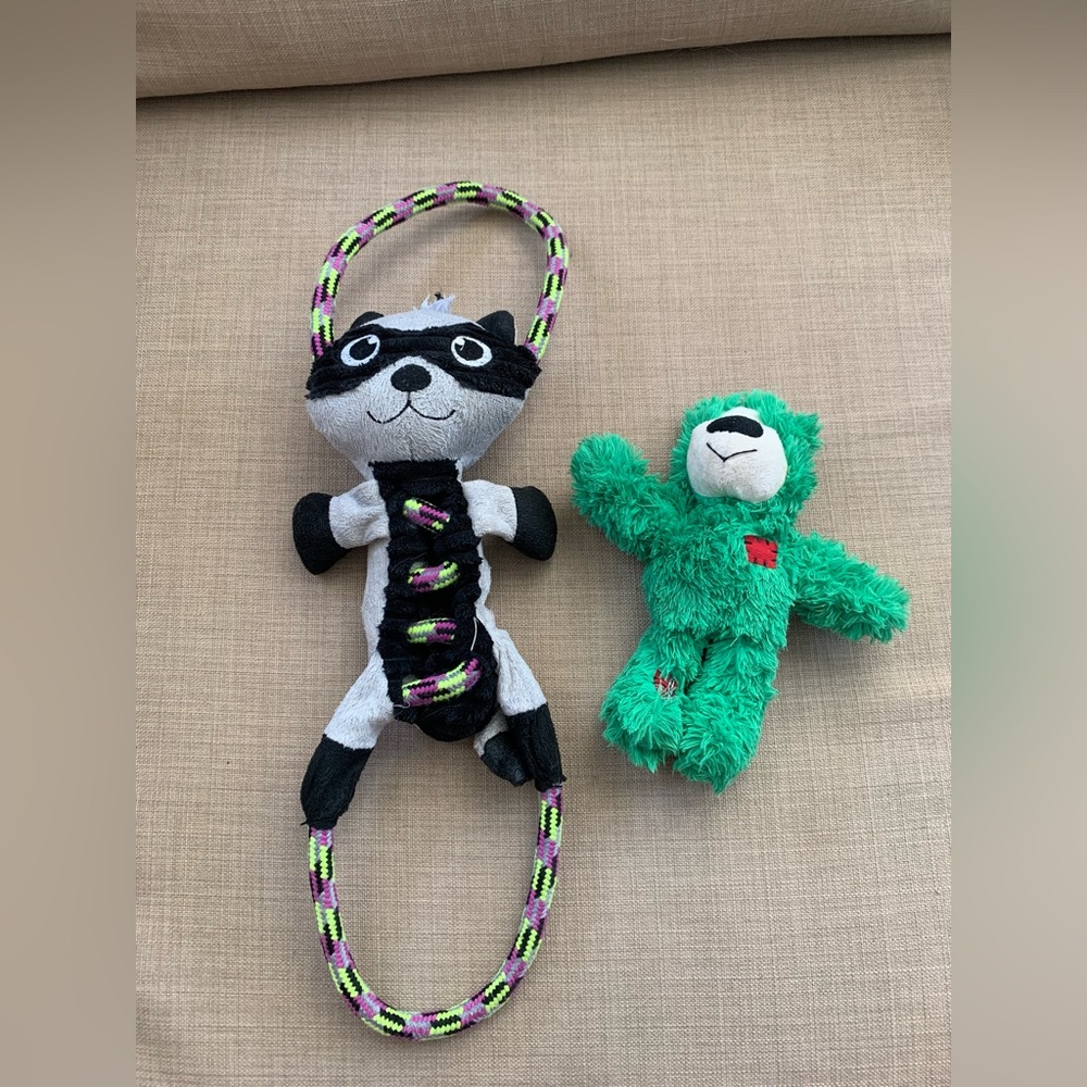 Kong Squeaky & robe raccoon Dog toys Bundle